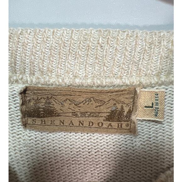 VTG Embroidered Flying Eagle Over Mountains Pullover Beige Sweater Sz L USA Made - Picture 6 of 10